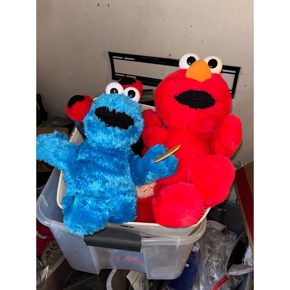 2 Vintage 1995 Tyco Sesame Street Elmo and Cookie Monster Plush they talk